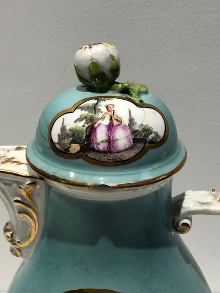 Meissen Turquoise Ground Coffee Pot, circa 1735 - 1740
