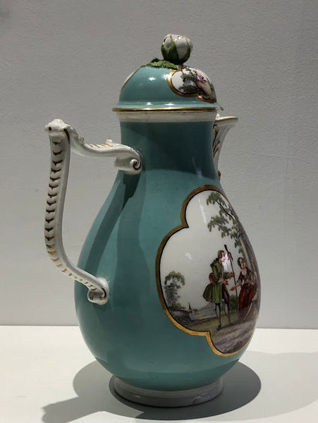 Meissen Turquoise Ground Coffee Pot, circa 1735 - 1740