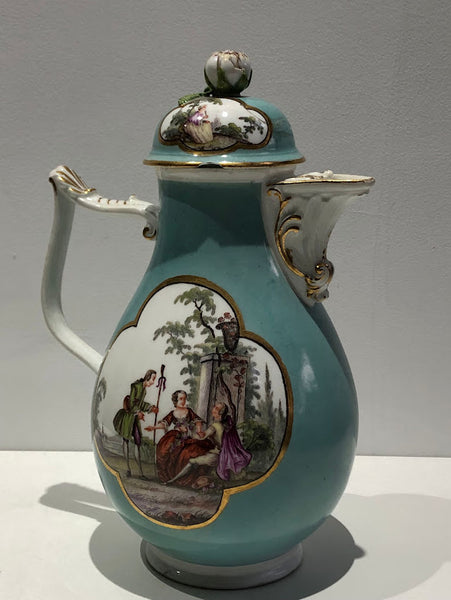 Meissen Turquoise Ground Coffee Pot, circa 1735 - 1740