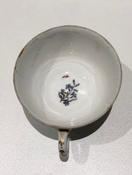 Meissen Turquoise Ground Cup & Saucer with Courting Couples, circa 1740