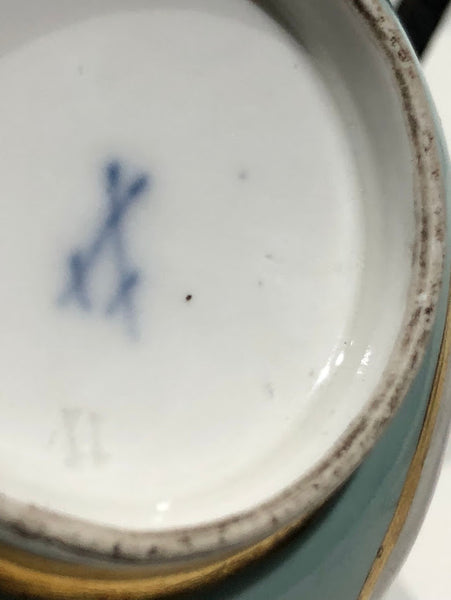 Meissen Turquoise Ground Cup & Saucer with Courting Couples, circa 1740 #2