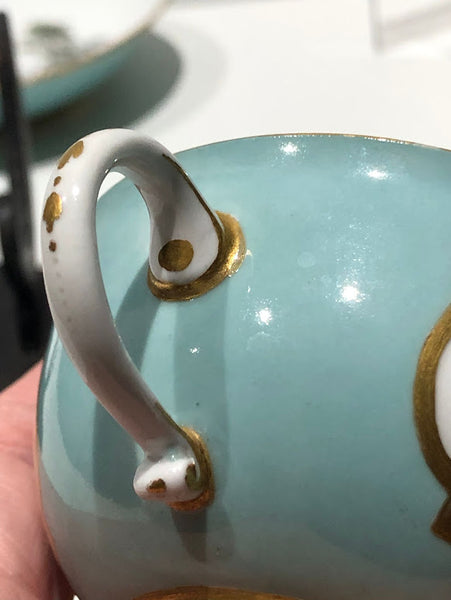 Meissen Turquoise Ground Cup & Saucer with Courting Couples, circa 1740 #2