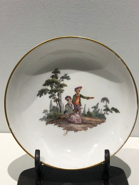 Meissen Turquoise Ground Cup & Saucer with Courting Couples, circa 1740 #3