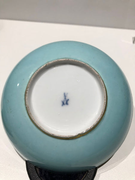 Meissen Turquoise Ground Cup & Saucer with Courting Couples, circa 1740 #3