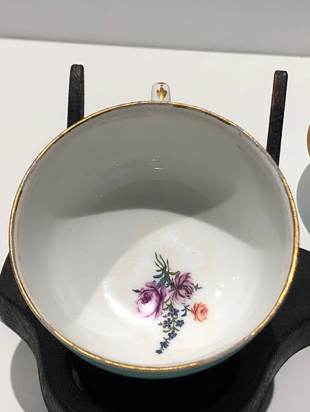 Meissen Turquoise Ground Cup & Saucer with Courting Couples, circa 1740 #3