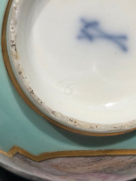 Meissen Turquoise Ground Cup & Saucer with Courting Couples, circa 1740 #3