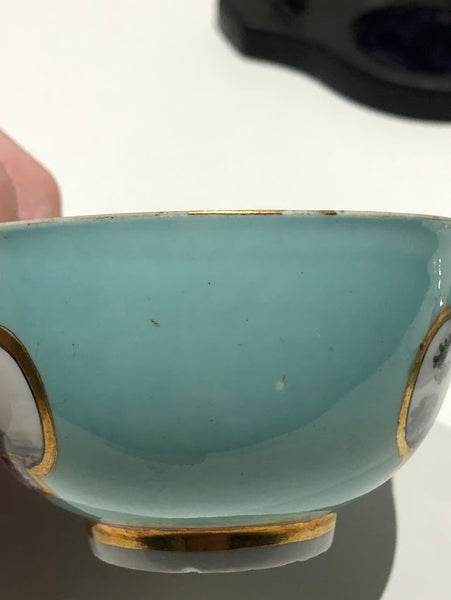 Meissen Turquoise Ground Cup & Saucer with Courting Couples, circa 1740 #3
