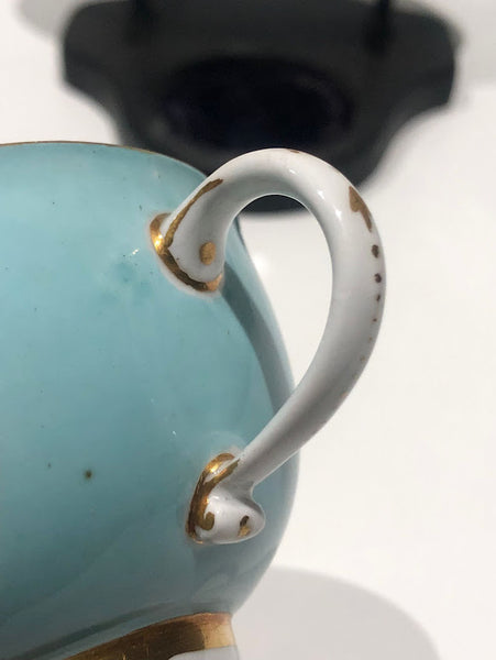 Meissen Turquoise Ground Cup & Saucer with Courting Couples, circa 1740 #4