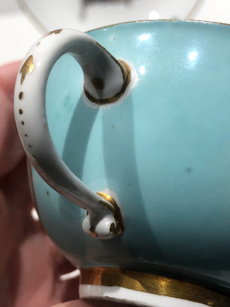 Meissen Turquoise Ground Cup & Saucer with Courting Couples, circa 1740 #4