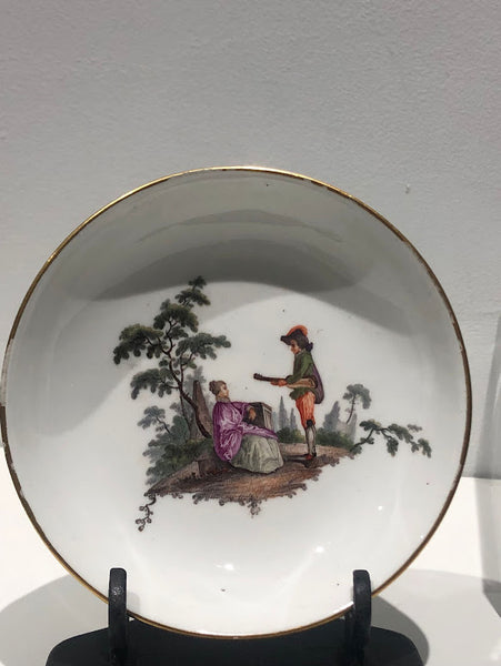 Meissen Turquoise Ground Cup & Saucer with Courting Couples, circa 1740 #4
