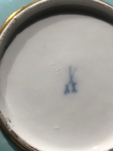 Meissen Turquoise Ground Cup & Saucer with Courting Couples, circa 1740 #4