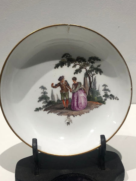 Meissen Turquoise Ground Cup & Saucer with Courting Couples, circa 1740 #5