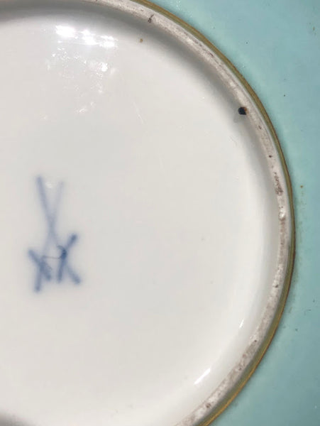 Meissen Turquoise Ground Cup & Saucer with Courting Couples, circa 1740 #5