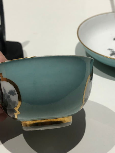 Meissen Turquoise Ground Cup & Saucer with Courting Couples, circa 1740 #5