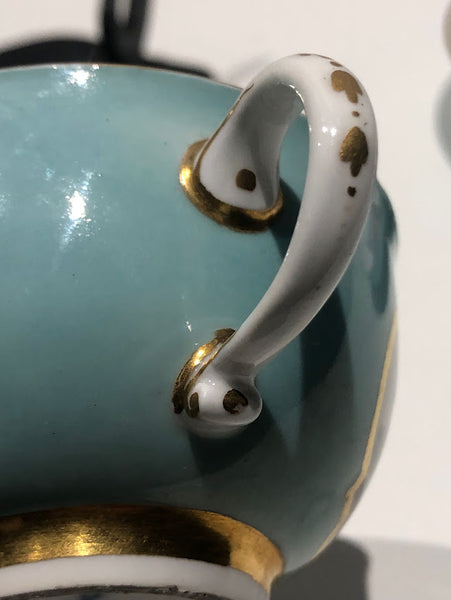 Meissen Turquoise Ground Cup & Saucer with Courting Couples, circa 1740 #5