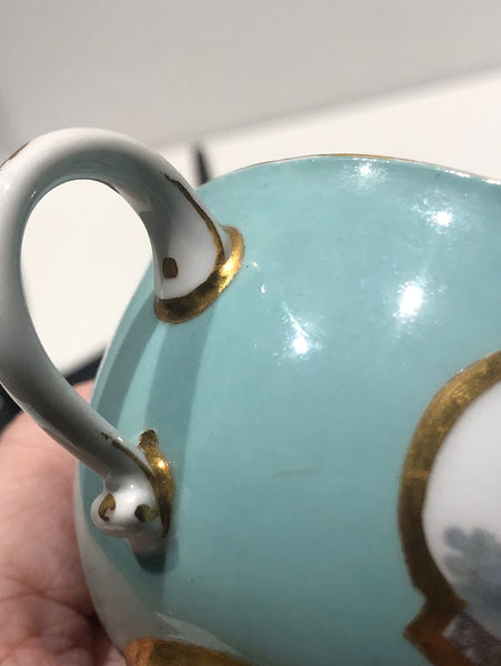 Meissen Turquoise Ground Cup & Saucer with Courting Couples, circa 1740 #5