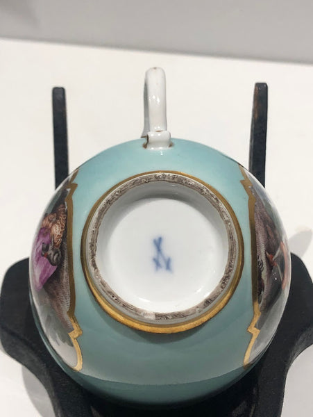 Meissen Turquoise Ground Cup & Saucer with Courting Couples, circa 1740 #5