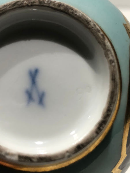 Meissen Turquoise Ground Cup & Saucer with Courting Couples, circa 1740 #5