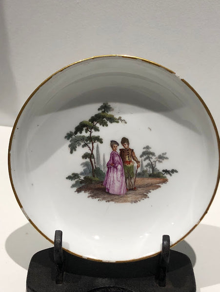 Meissen Turquoise Ground Cup & Saucer with Courting Couples, circa 1740 #6