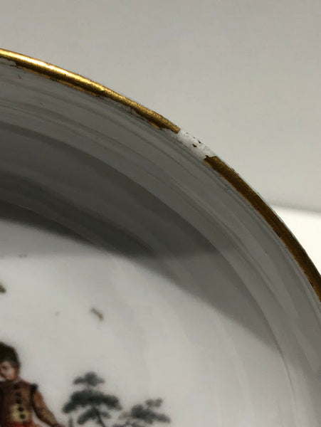 Meissen Turquoise Ground Cup & Saucer with Courting Couples, circa 1740 #6