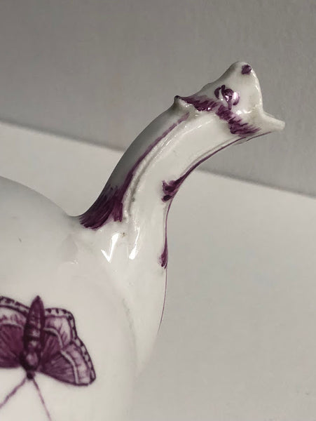 Höchst Porcelain Tea Pot with Tennier Scenes, Circa 1760