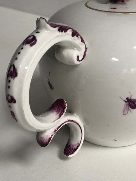 Höchst Porcelain Tea Pot with Tennier Scenes, Circa 1760