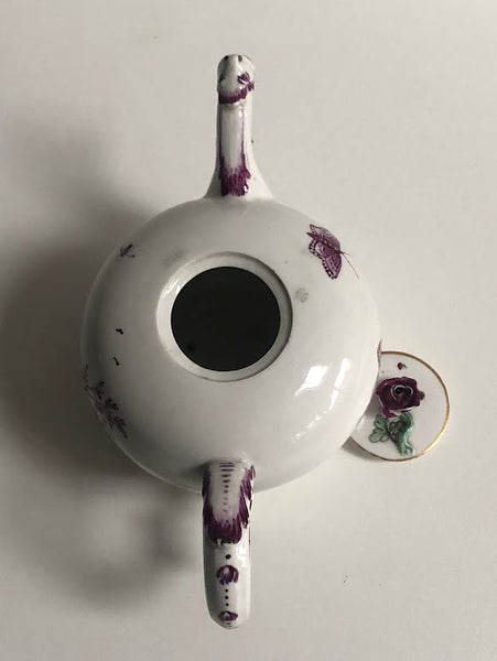 Höchst Porcelain Tea Pot with Tennier Scenes, Circa 1760
