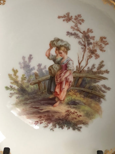 Meissen Porcelain Saucer with Washer Women, 19th C