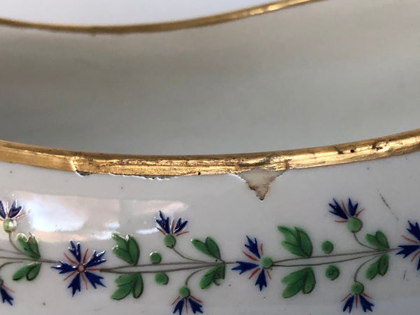 Rue de Crussol (Paris) Porcelain Bourdaloue with Cornflowers 1789-1792