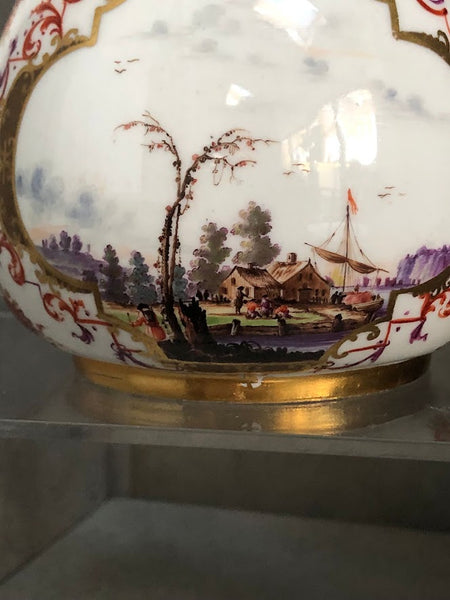 Meissen Porcelain Maskaron Teapot with Kauffahrtei Scenes 1730
