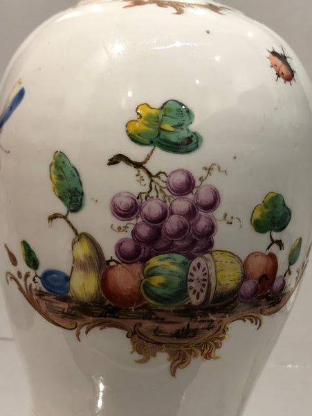 Nymphenburg Porcelain Tea Caddy with Fruit & Bugs, 1765- 1770