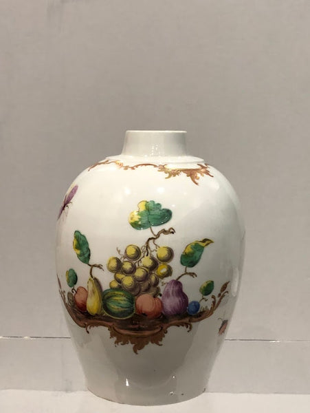 Nymphenburg Porcelain Tea Caddy with Fruit & Bugs, 1765- 1770