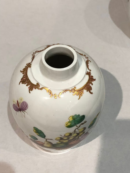 Nymphenburg Porcelain Tea Caddy with Fruit & Bugs, 1765- 1770