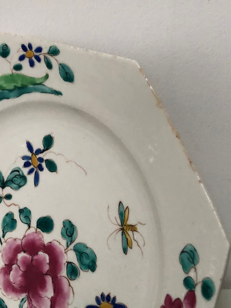 Bow Porcelain Octagonal "Famille Rose" Plate, Circa 1755-1760