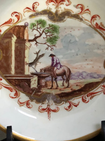 Meissen Hausmaler Saucer with Equine Scene Early 1725-30