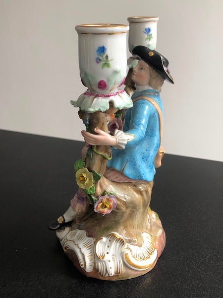 Meissen Porcelain Figural Candelabras with Huntsman & Companion circa 1870
