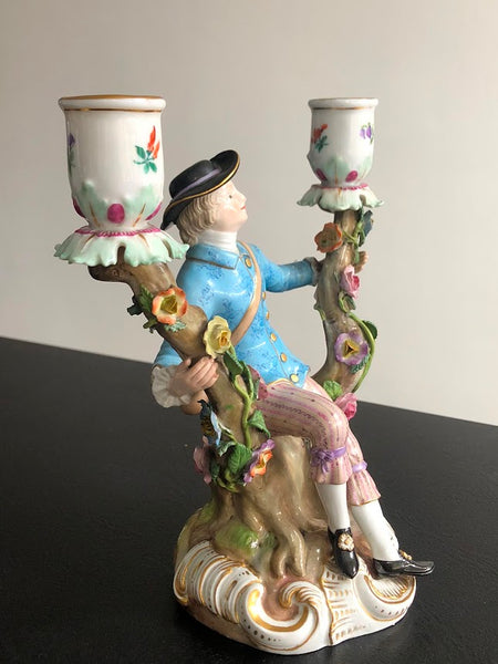 Meissen Porcelain Figural Candelabras with Huntsman & Companion circa 1870