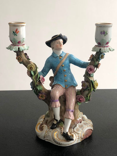 Meissen Porcelain Figural Candelabras with Huntsman & Companion circa 1870