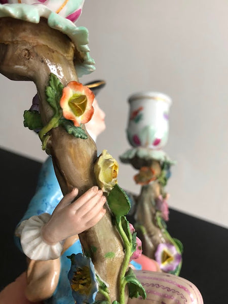 Meissen Porcelain Figural Candelabras with Huntsman & Companion circa 1870