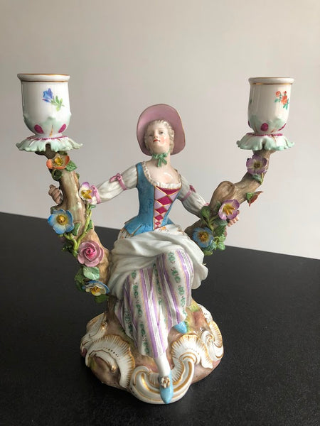 Meissen Porcelain Figural Candelabras with Huntsman & Companion circa 1870