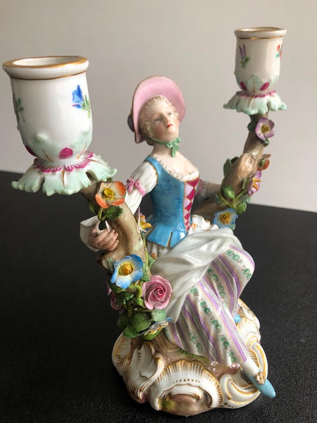 Meissen Porcelain Figural Candelabras with Huntsman & Companion circa 1870
