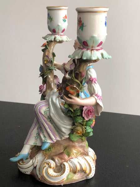 Meissen Porcelain Figural Candelabras with Huntsman & Companion circa 1870