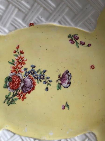 Chelsea Porcelain Yellow Ground Oval Dish with Bugs & Flowers, 1752-1755