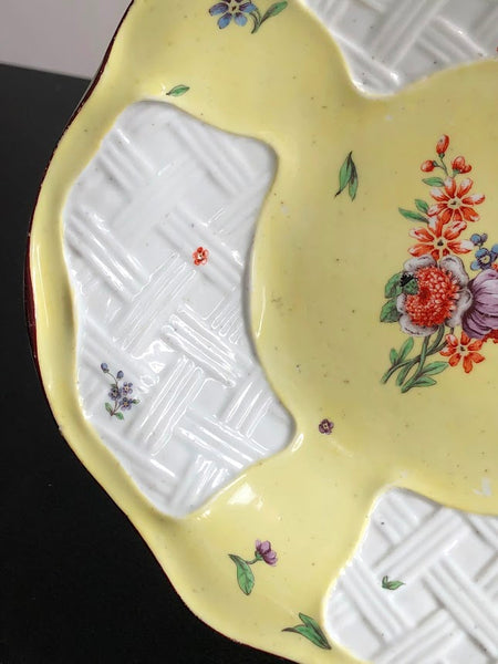 Chelsea Porcelain Yellow Ground Oval Dish with Bugs & Flowers, 1752-1755