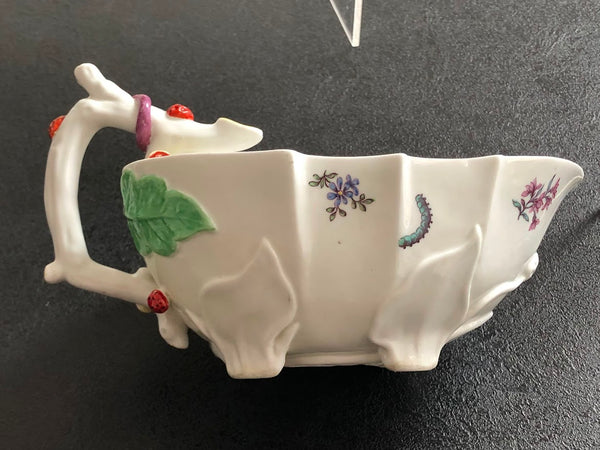 Chelsea strawberry leaf sauceboats, c.1752-55