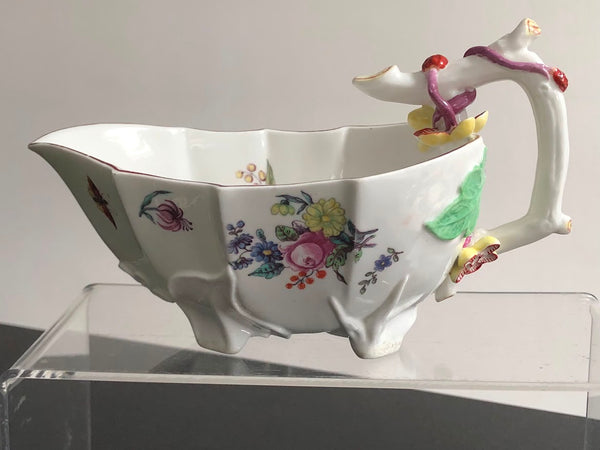 Chelsea strawberry leaf sauceboats, c.1752-55