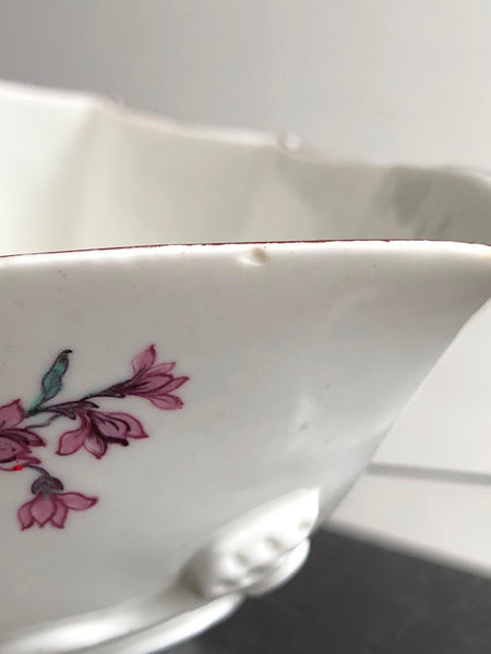 Chelsea strawberry leaf sauceboats, c.1752-55