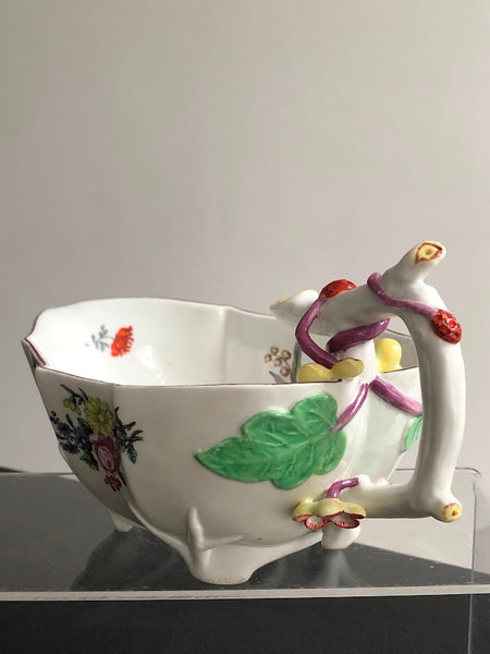 Chelsea strawberry leaf sauceboats, c.1752-55