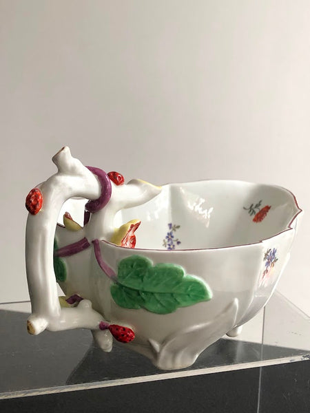 Chelsea strawberry leaf sauceboats, c.1752-55