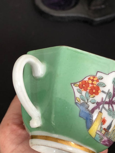 Meissen Porcelain Twin Handled Kakiemon Cup & Saucer 1730, Very Rare